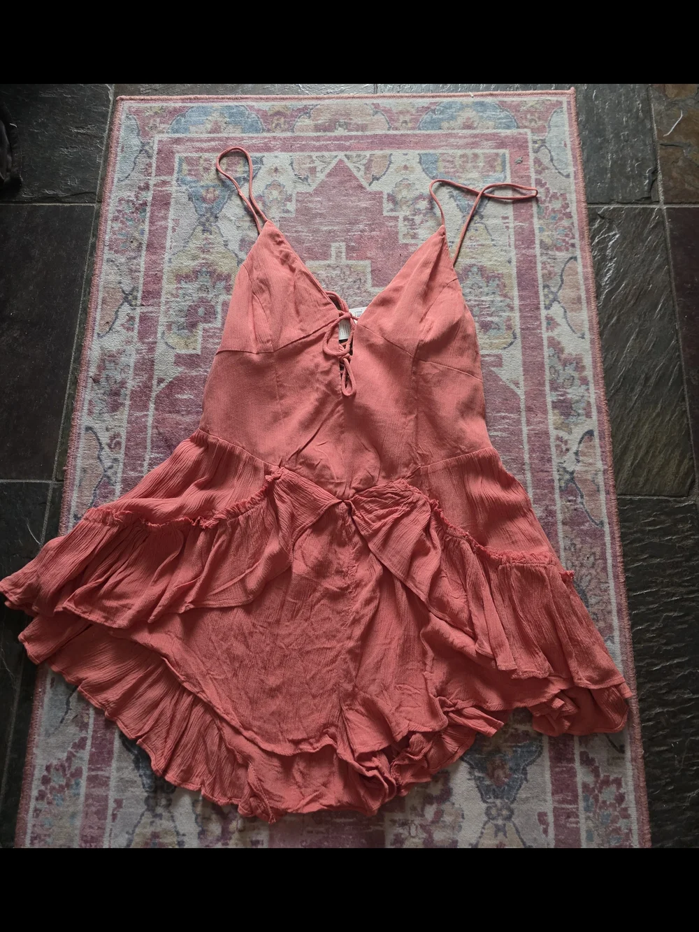 Free People Coral Ruffle Romper - Picture 1 of 5